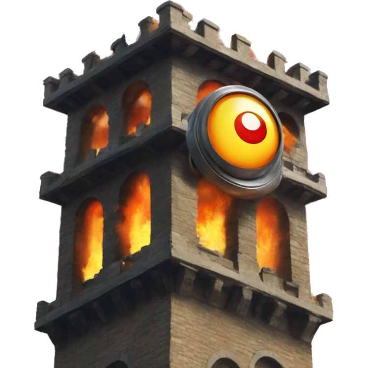 Flaming eye on top of tower emoji