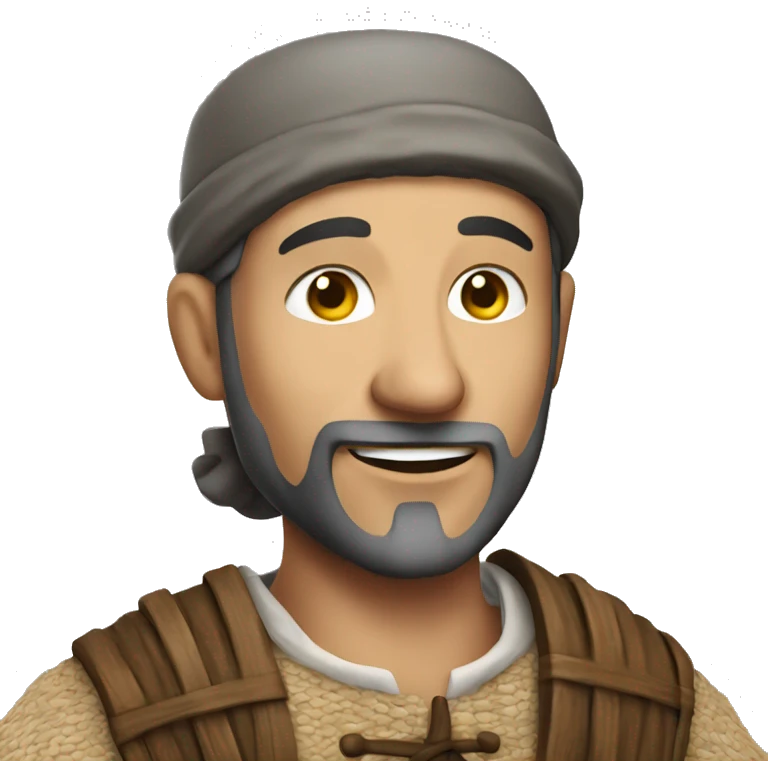 photorealistic happy medieval peasant emoji