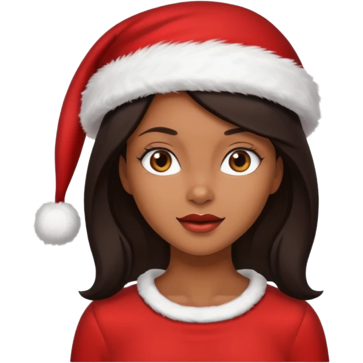 black brunette woman with wearing Santa  emoji