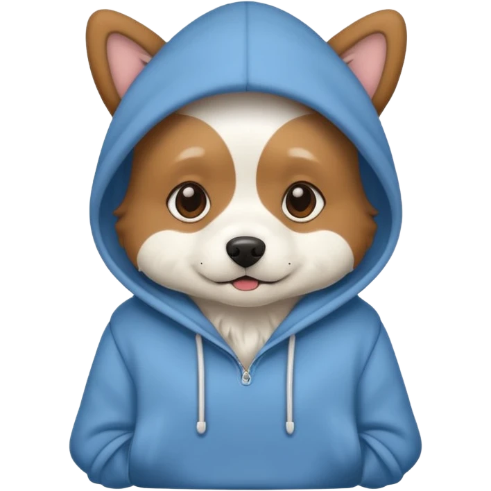 brown and white dog wearing a hoodie emoji