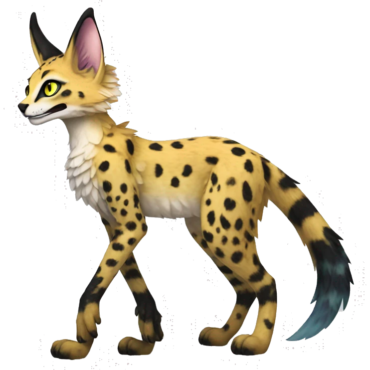 Epic Edgy Colorful ethereal eldritch Sergal-Serval-Fionbri full body  emoji