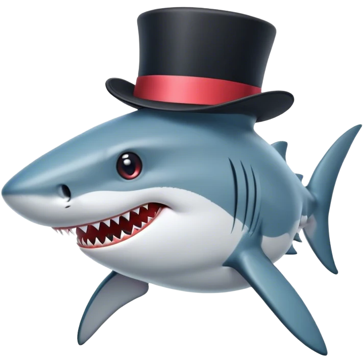 Shark with a top hat emoji