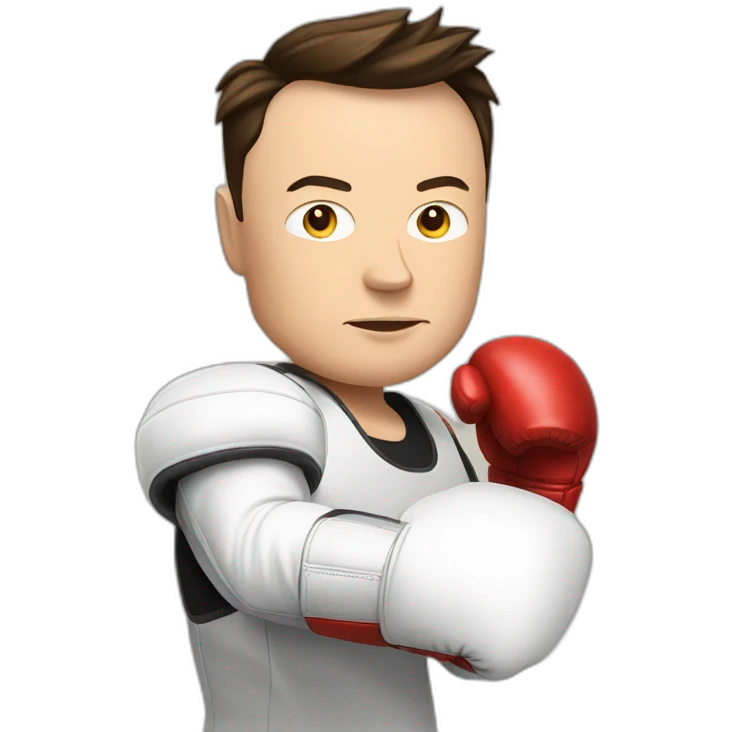 elon musk with boxing gloves, ready ti fight emoji