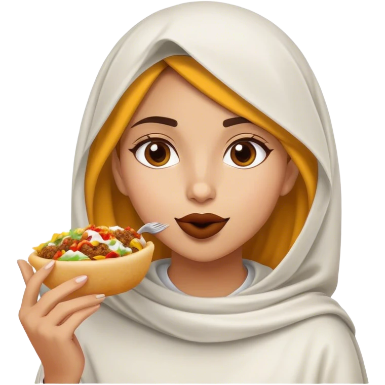 Girl eating halal guys  emoji
