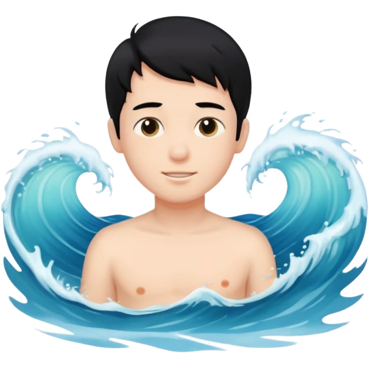 검은 머리의 소년, 바다를 좋아하고, 완벽을 추구하는 emoji