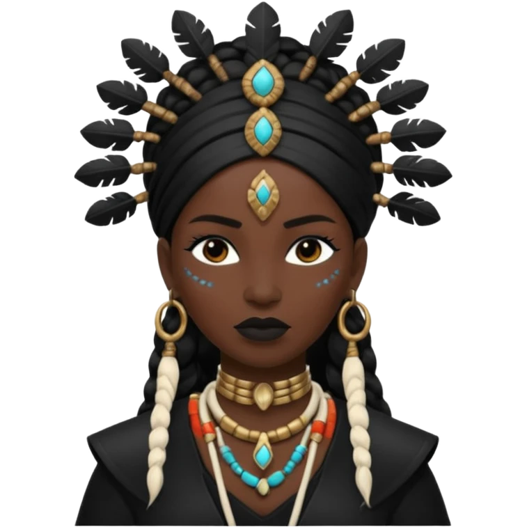 white shaman woman black clothes black accesories  emoji