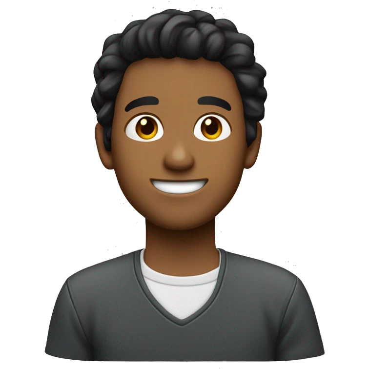 Chico joven delgado moreno con pelo negro y perilla desde una vista lateral emoji