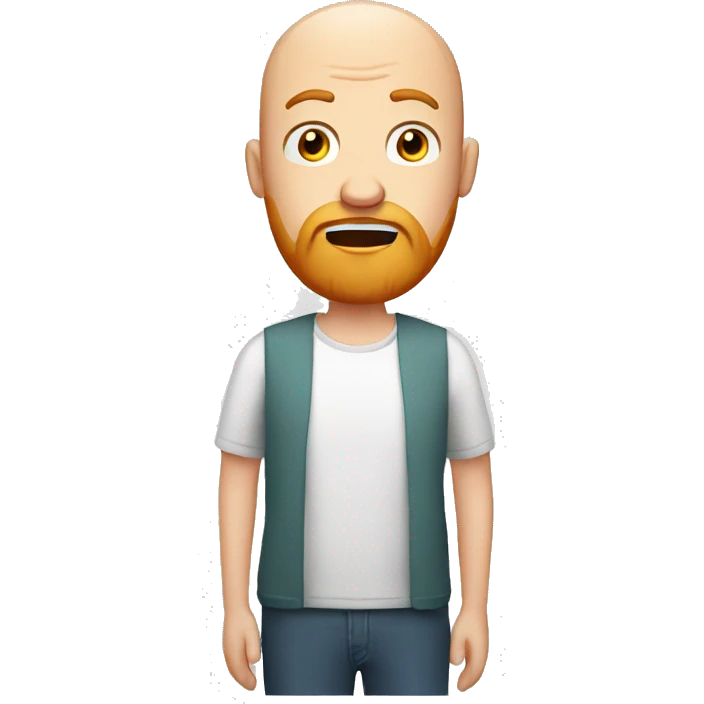 white man with round face, ginger beard, bald head. shocked expression  emoji