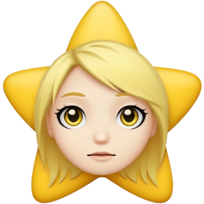 classic yellow emoji of a star with dark eyeliner and emo hair emoji