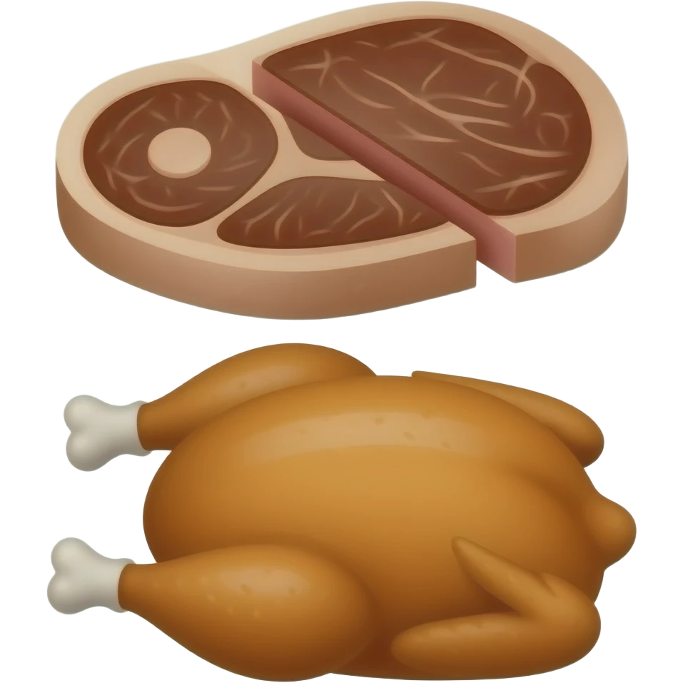 vector flat steak and chicken emoji