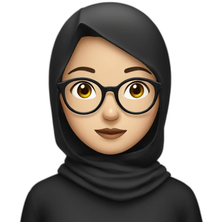 a chinese girl with black hijab and round glasses emoji