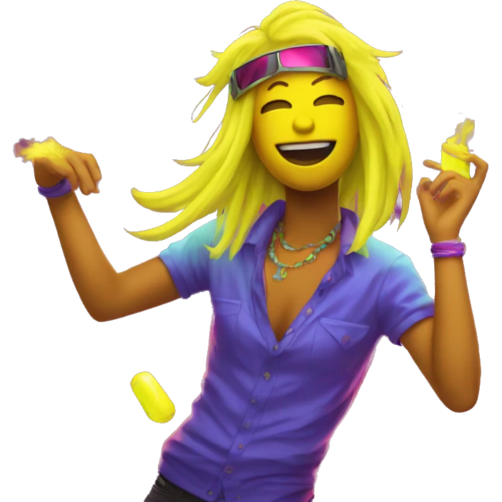 Rave party dancing neon smoking emoji