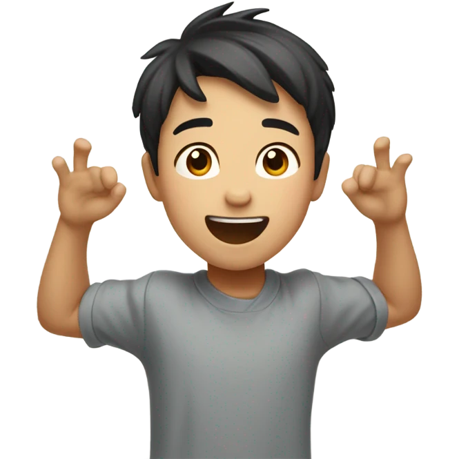 Asian boy falling down emoji