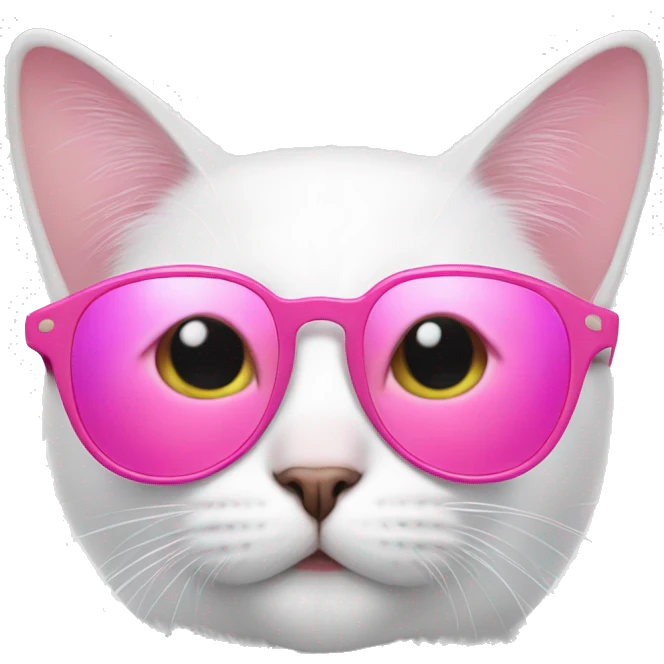 White cat wearing pink star sunglasses  emoji