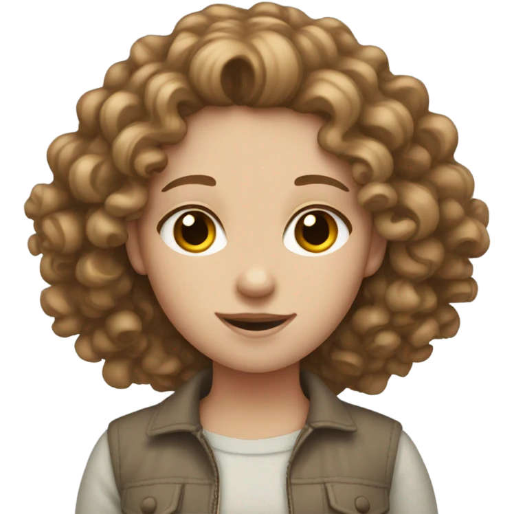 Pale girl with curly brown hair emoji