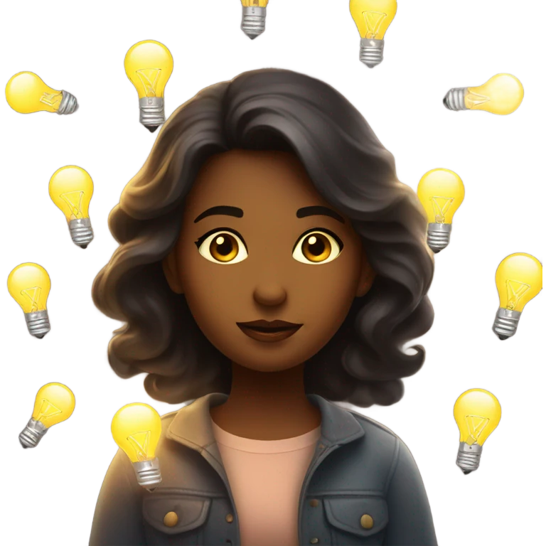 Girl-thinking-with-Bulb-lights emoji