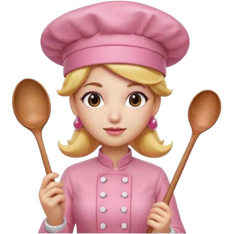 Pink chef hat princess peach with a hand and spoon emoji