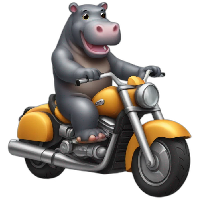 hippo riding motorcycle emoji