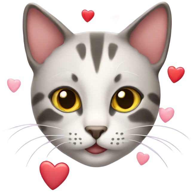 cat emoji with hearts around it emoji