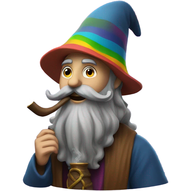 Wizard smoking a pipe with rainbow emoji