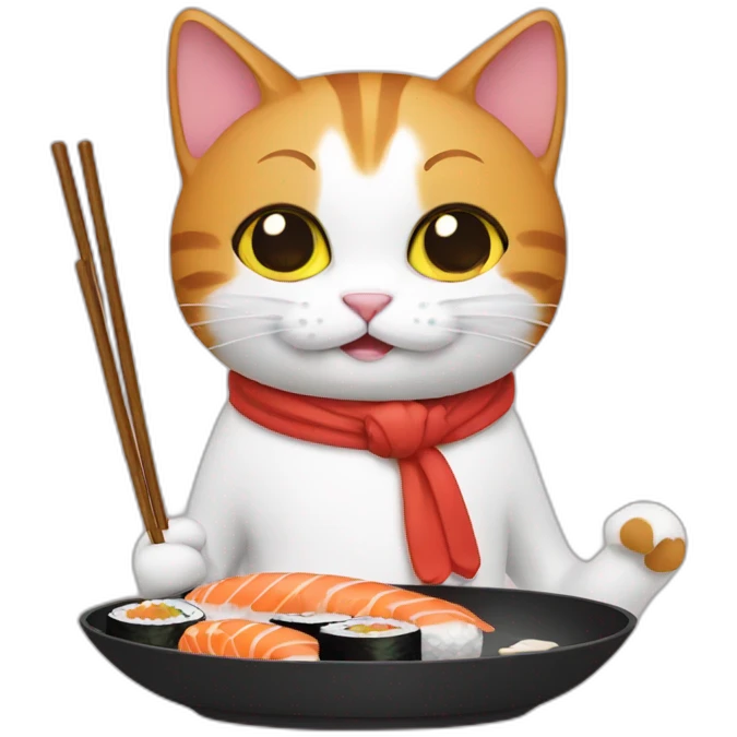 cat serving sushi emoji