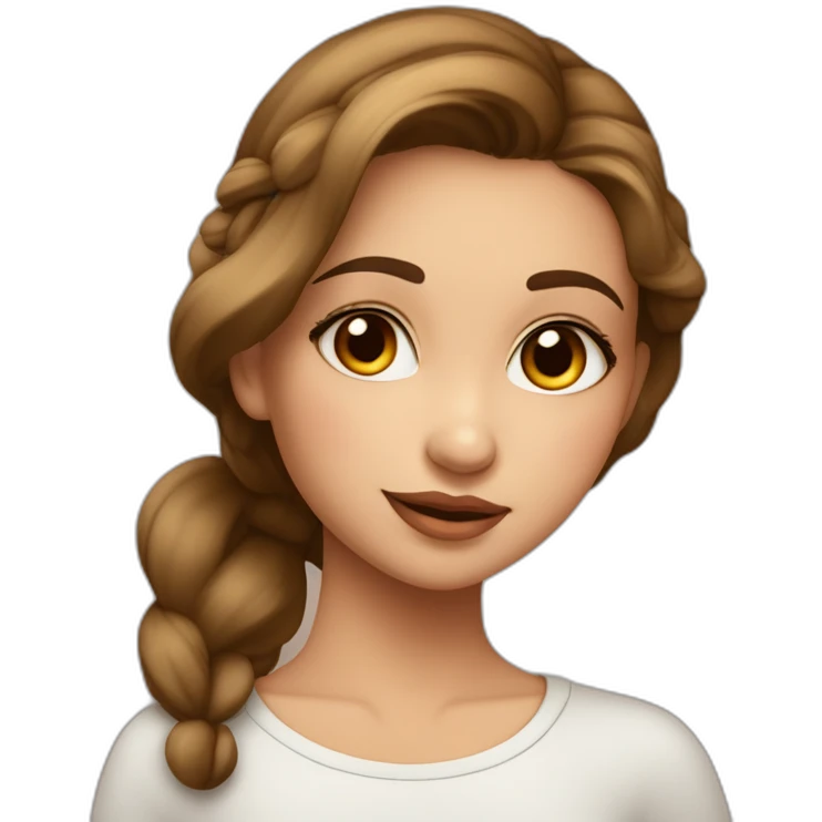 Es una chica de piel clara pelo lacio de color negro ojos marrones labio grande i color mate Con ropa de Mariposa emoji