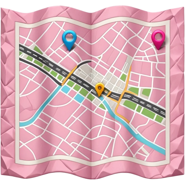 mix pink of a big gps paper map of the lines emoji