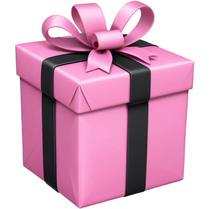 Pink Gift wrapped with black rope emoji