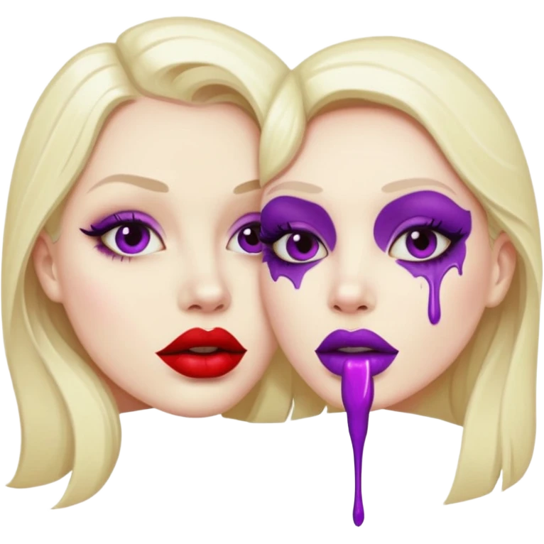 pair of bloody lips with purple lipstick on emoji