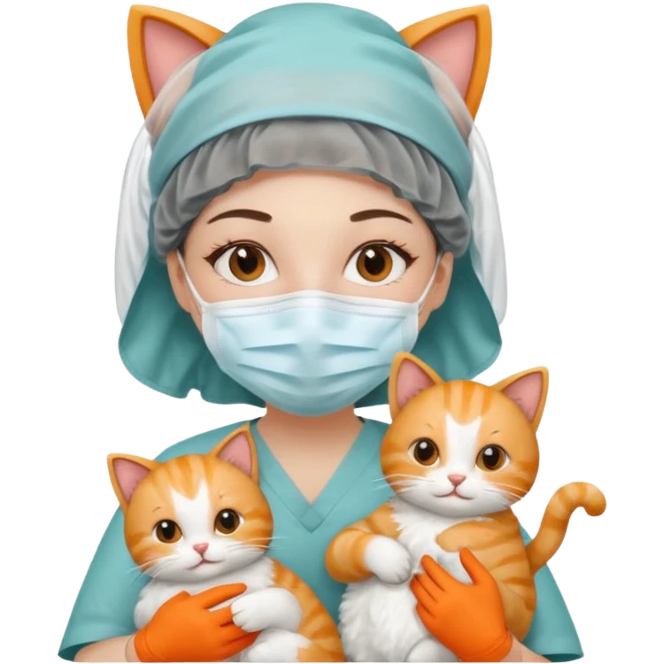 scrub nurse with cats emoji