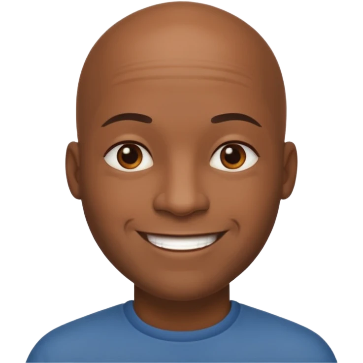 black bald man with strong and smile calm emoji