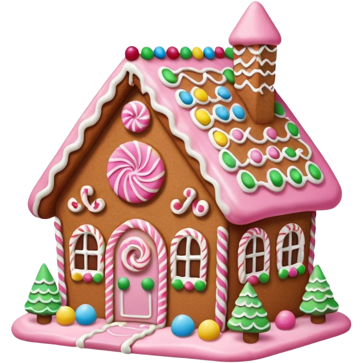 Gingerbread house pink emoji