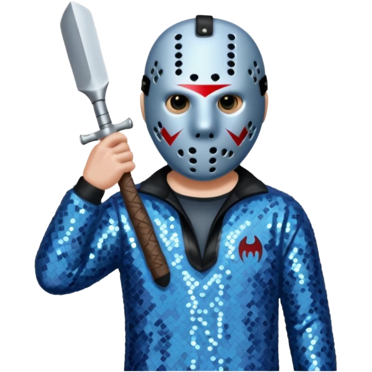 Jason Voorhees with blue grey sequin outfit  emoji