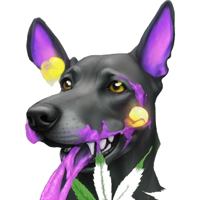 420 .Zombie_ Vaporwave black holographic oilslick zombie unicorn dog smoking yellow caution tape hemp leaves Pegasus hemp plants emoji