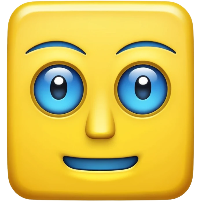 geometery dash square yellow body blue face square mouth and eyes emoji