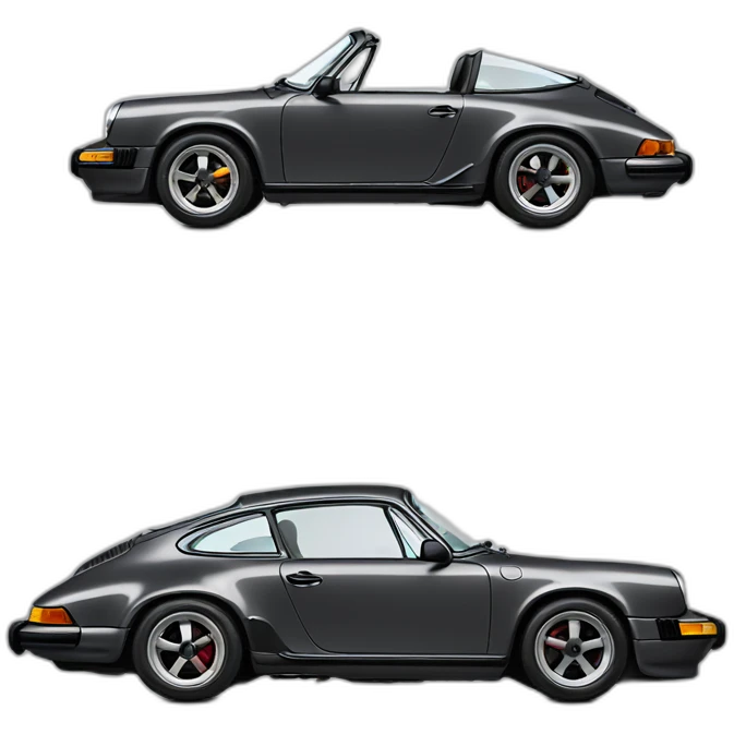 Porsche 911 dark gray side view emoji