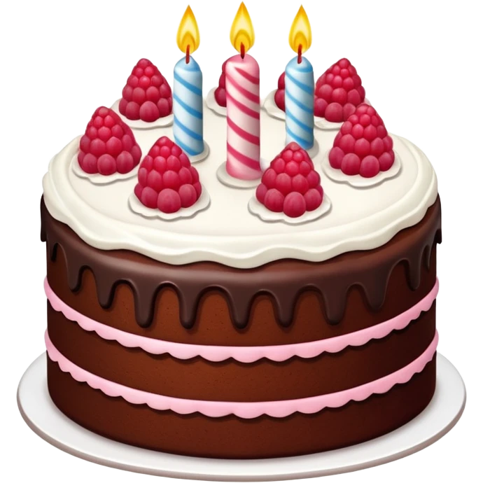 Chocolate Birthday Cake with raspberries emoji