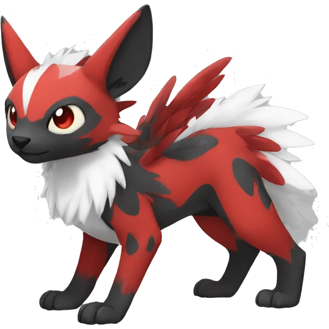 Cute cool black red white animal hybrid Fakemon full body emoji