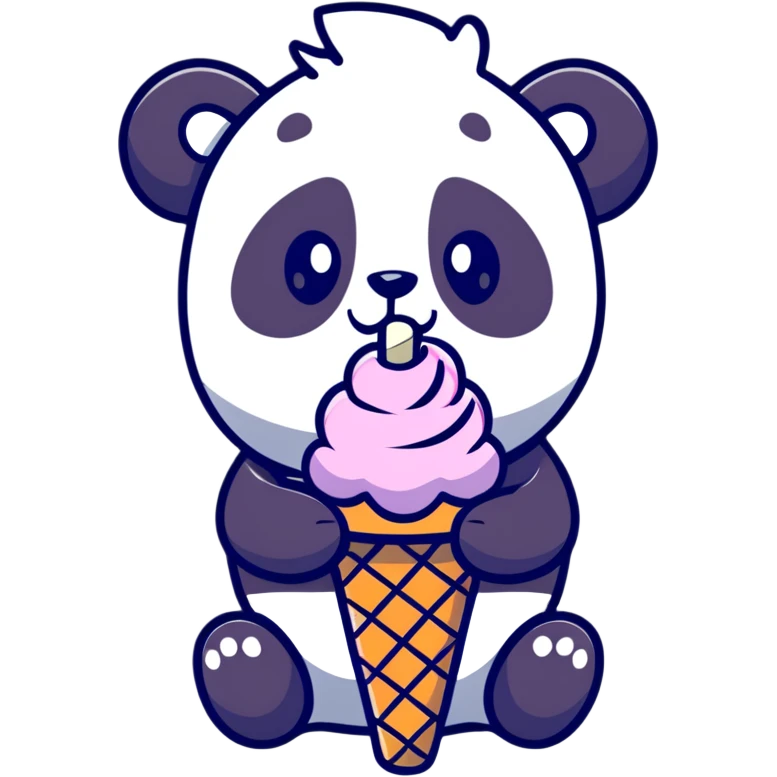 Panda eating ice cream emoji
