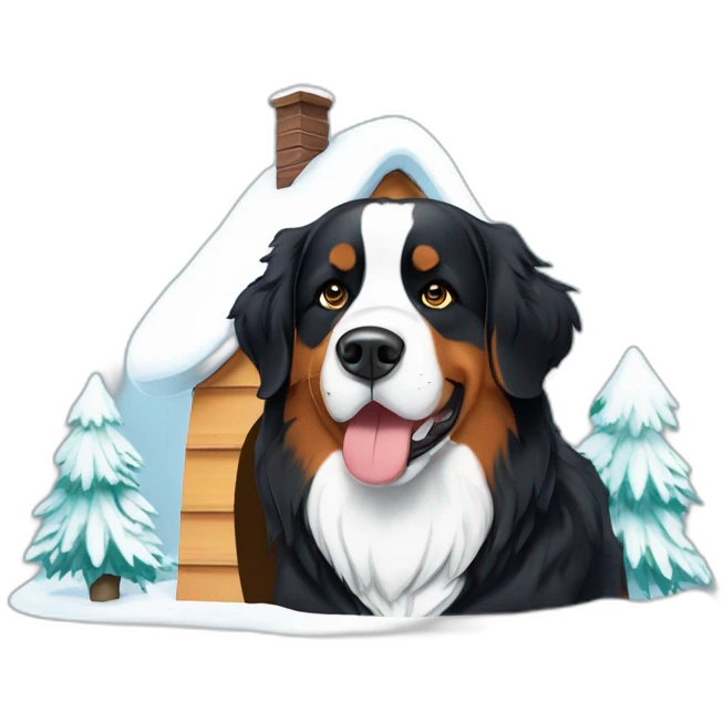 bernese mountaind dog near an igloo emoji