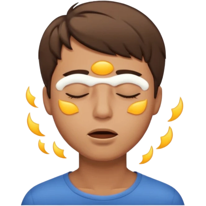 A male with closed eyes but the mouth is blowing out emoji
