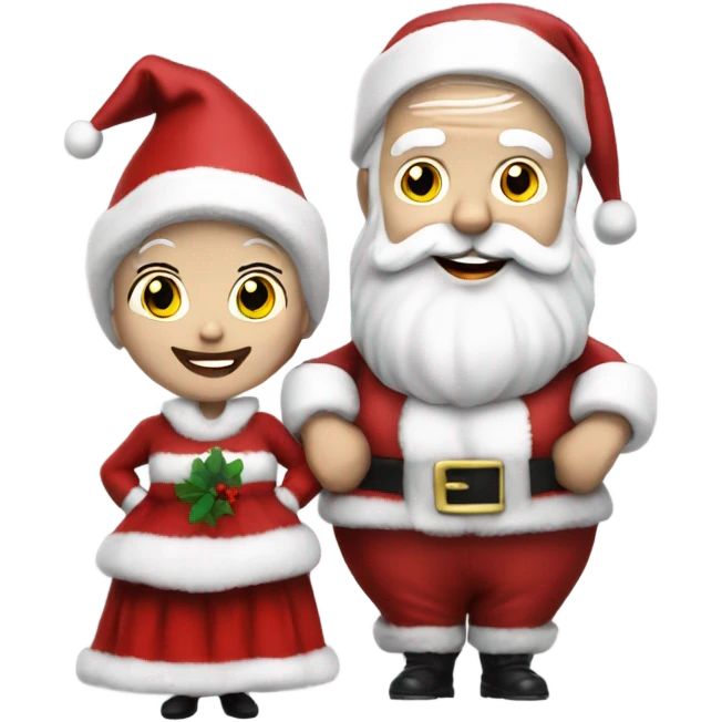 Photo Realistic pale Santa Claus and Mrs claus happy emoji