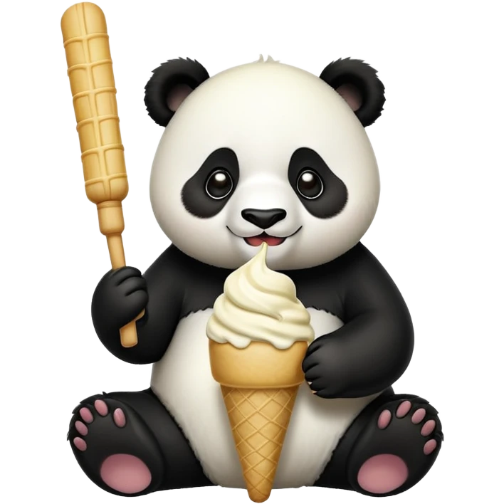 Panda eating ice cream emoji