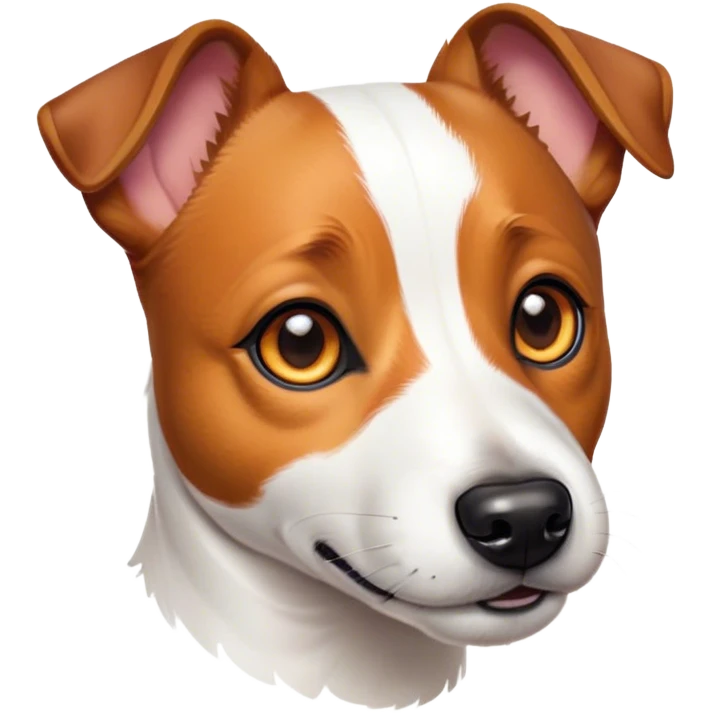 Cinematic Noble Jack Russell Terrier Portrait Emoji, Poised and spirited, with a compact, agile build in rich, warm tones, bright, alert eyes, perky ears, and a determined, lively expression, Simplified yet sharp and sophisticated features, highly detailed, glowing with a warm, natural luminescence, high shine, intelligent and resilient, stylized with an air of energetic authority, focused and alert, soft glowing outline, capturing the essence of a watchful and confident Jack Russell Terrier that appears ready to bound out of the screen with effortless energy! emoji