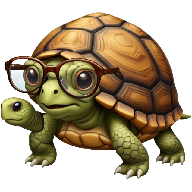 Tortoise wearing glasses emoji