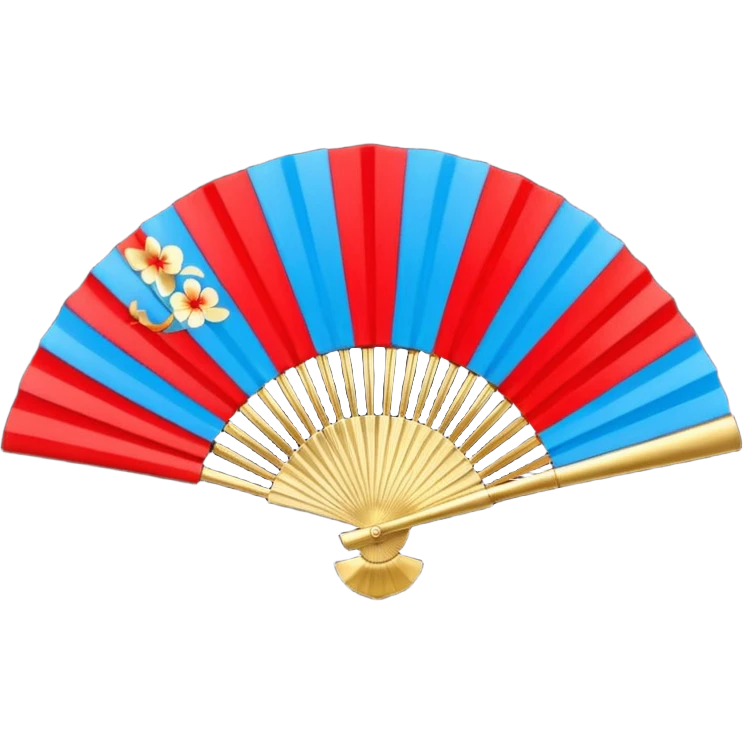 3d emoji of a japanese hand fan in glossy circuit design emoji