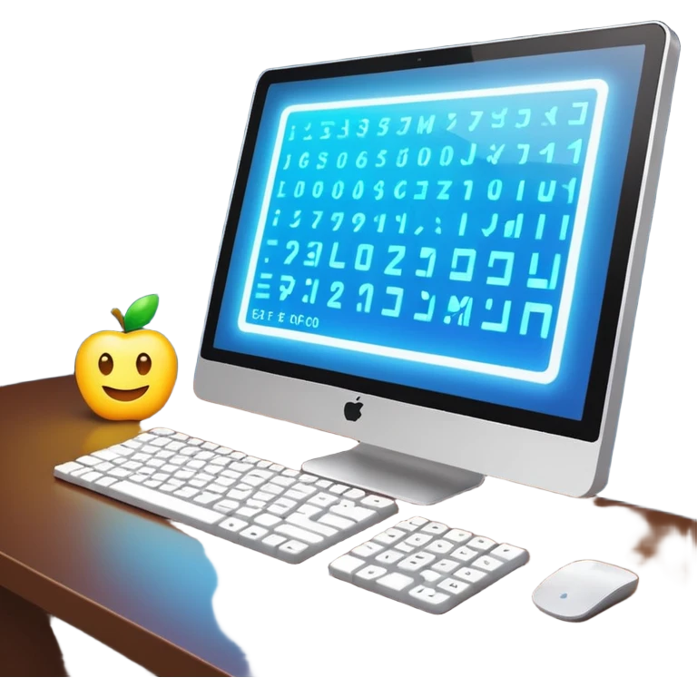 computador com codigo de programação a aparecer no ecra emoji