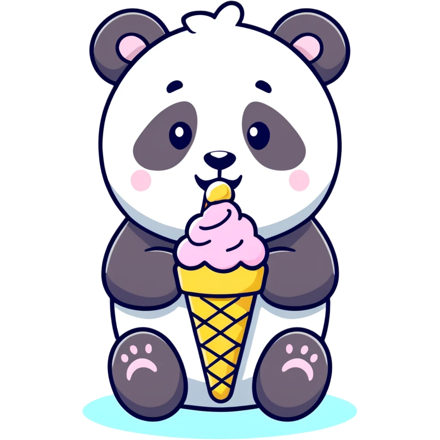 Panda eating ice cream emoji
