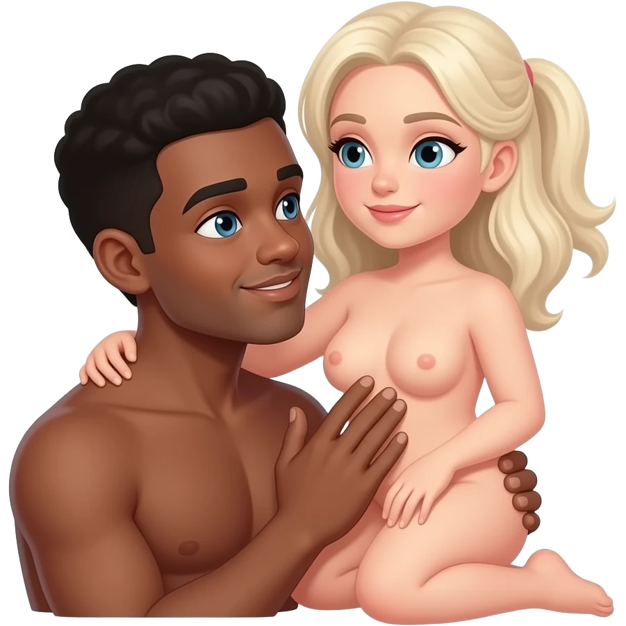 Black naked male breeding  naked white woman emoji