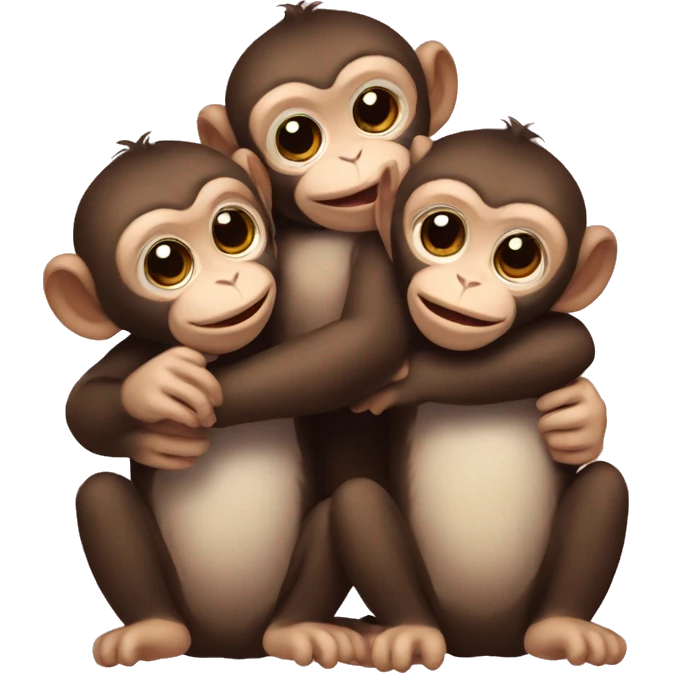 three baby monkeys hugging  emoji